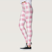 Roze Witte Ruit Strepen Leggings (Links)