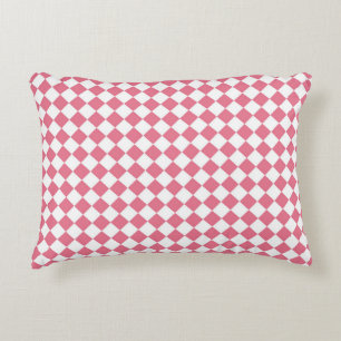 Roze Witte Ruitjes Diamant Patroon Accent Kussen