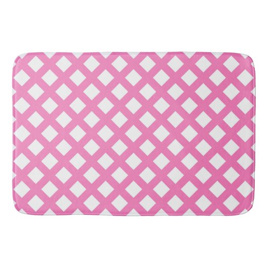 Roze Witte Ruitjes Diamant Patroon Badmat (Voorkant)