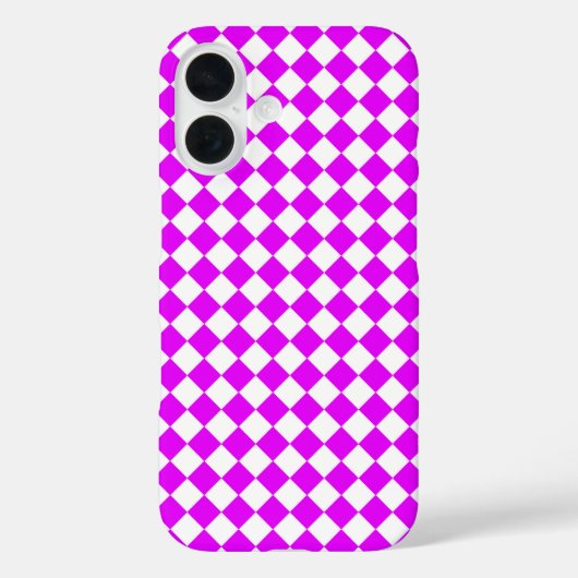 Roze Witte Ruitjes Diamant Patroon Case-Mate iPhone Case (Achterkant)