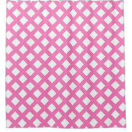 Roze Witte Ruitjes Diamant Patroon Douchegordijn