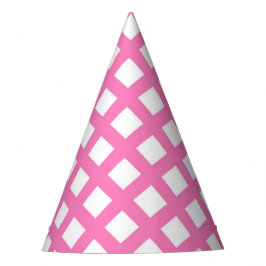 Roze Witte Ruitjes Diamant Patroon Feesthoedjes