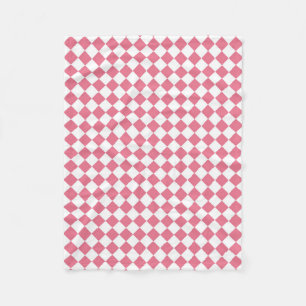 Roze Witte Ruitjes Diamant Patroon Fleece Deken