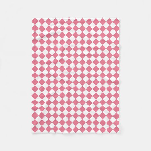 Roze Witte Ruitjes Diamant Patroon Fleece Deken (Voorkant)