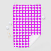 Roze Witte Ruitjes Diamant Patroon Golfhanddoek (Insitu)