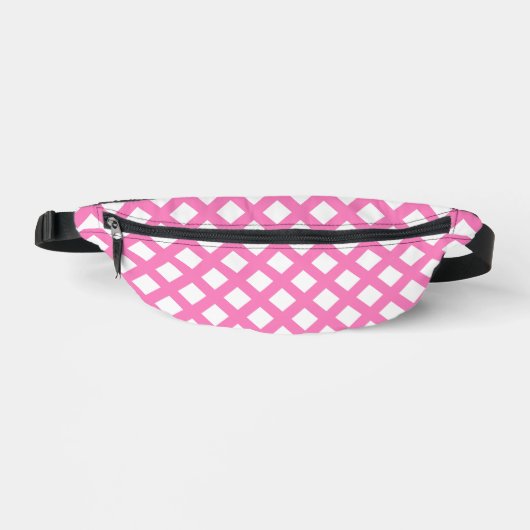 Roze Witte Ruitjes Diamant Patroon Heuptasje (Voorkant)