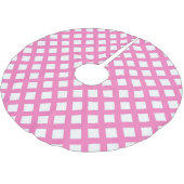 Roze Witte Ruitjes Diamant Patroon Kerstboom Rok (Gekanteld)
