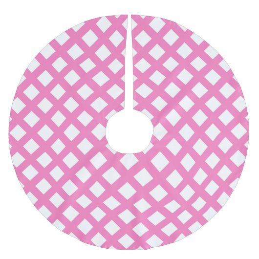 Roze Witte Ruitjes Diamant Patroon Kerstboom Rok (Voorkant)