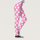 Roze Witte Ruitjes Diamant Patroon Leggings (Rechts)
