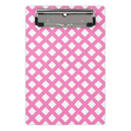 Roze Witte Ruitjes Diamant Patroon Mini Klembord