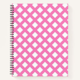 Roze Witte Ruitjes Diamant Patroon Notitieboek