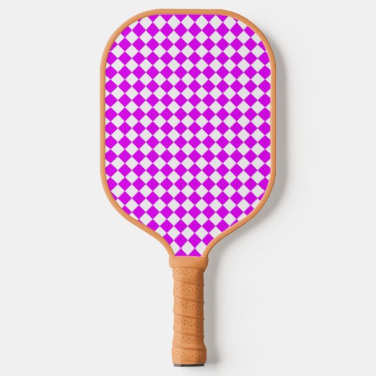 Roze Witte Ruitjes Diamant Patroon Pickleball Paddle (Voorkant)