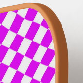 Roze Witte Ruitjes Diamant Patroon Pickleball Paddle (Links Detail)