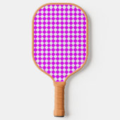 Roze Witte Ruitjes Diamant Patroon Pickleball Paddle (Achterkant)