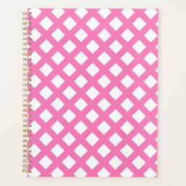 Roze Witte Ruitjes Diamant Patroon Planner