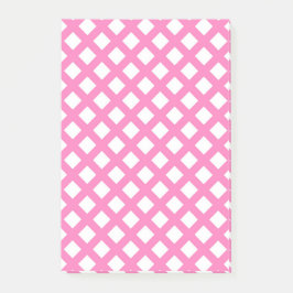 Roze Witte Ruitjes Diamant Patroon Post-it® Notes