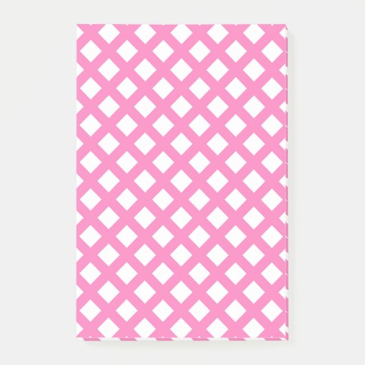 Roze Witte Ruitjes Diamant Patroon Post-it® Notes (Voorkant)