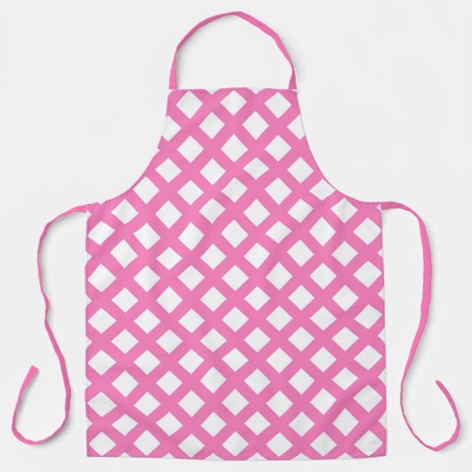 Roze Witte Ruitjes Diamant Patroon Schort (Voorkant)