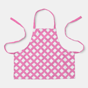 Roze Witte Ruitjes Diamant Patroon Schort