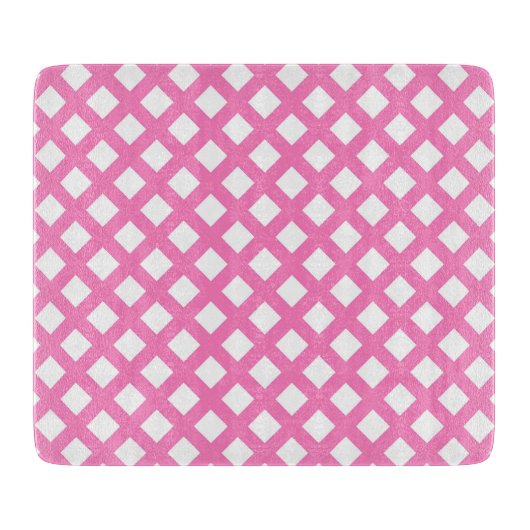Roze Witte Ruitjes Diamant Patroon Snijplank (Voorkant)