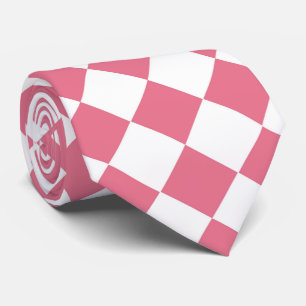 Roze Witte Ruitjes Diamant Patroon Stropdas
