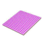 Roze Witte Ruitjes Diamant Patroon Tegeltje (Zijkant)