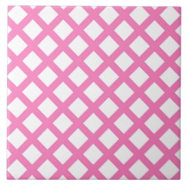 Roze Witte Ruitjes Diamant Patroon Tegeltje