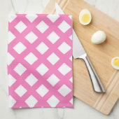 Roze Witte Ruitjes Diamant Patroon Theedoek (Quarter Fold)