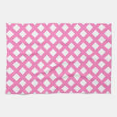 Roze Witte Ruitjes Diamant Patroon Theedoek (Horizontaal)