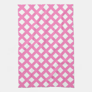 Roze Witte Ruitjes Diamant Patroon Theedoek
