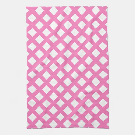 Roze Witte Ruitjes Diamant Patroon Theedoek (Verticaal)