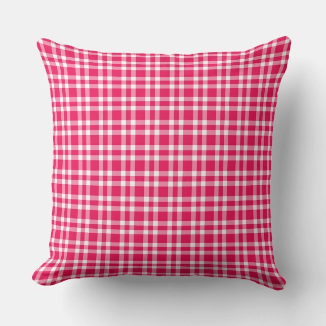 Roze Witte Ruitpatroon Kussen (Voorkant)