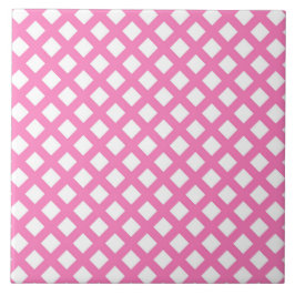 Roze Witte Ruitpatroon Tegeltje