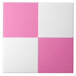 Roze Witte Rutpatroon Tegeltje