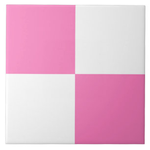 Roze Witte Rutpatroon Tegeltje