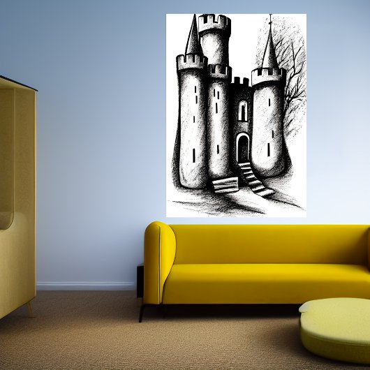 Roze witte schets | AI Art Poster