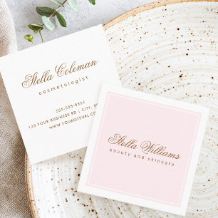 Roze witte schoonheidsskincare minimalistisch vierkante visitekaartje