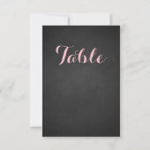 Roze & Witte Script Krijtbord Tafel Nummerkaart Kaart (Achterkant)