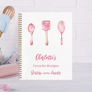 Roze witte script recept kookboek notitieboek