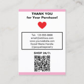 Roze Witte Sieraden Oorbellen Logo QR Code Visitekaartje (Achterkant)