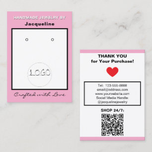 Roze Witte Sieraden Oorbellen Logo QR Code Visitekaartje