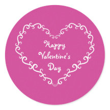 Roze & Witte Sierhart Valentijnstickers