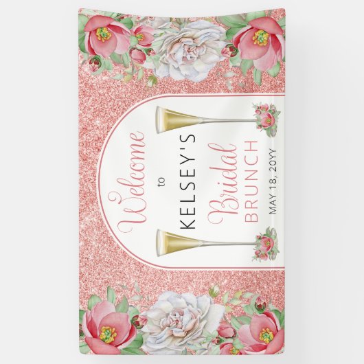 Roze witte sinaasappel Roos Blooms Bridal Brunch  Spandoek (Verticaal)