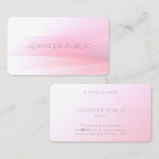 Roze witte Sjabloon elegant design trendy modern Visitekaartje (Voorkant / Achterkant)