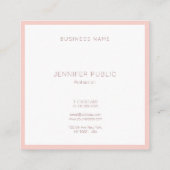 Roze witte Sjabloon Professional Elegant monogram Vierkante Visitekaartje (Achterkant)