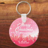 Roze witte sneeuw vreedzame boskerst sleutelhanger (Voorkant)