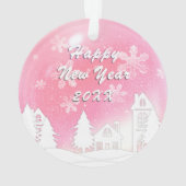 Roze Witte Sneeuwhuis Kerstmis Nieuwjaar Ornament (achterkant)