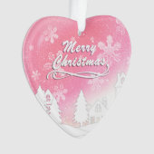 Roze Witte Sneeuwhuis Kerstmis Nieuwjaar Ornament (voorkant)