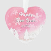 Roze Witte Sneeuwhuis Kerstmis Nieuwjaar Ornament (achterkant)