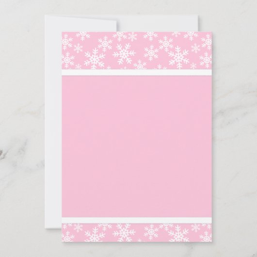 Roze witte sneeuwvlokken Bow Winter ONEderland Kaart (Achterkant)